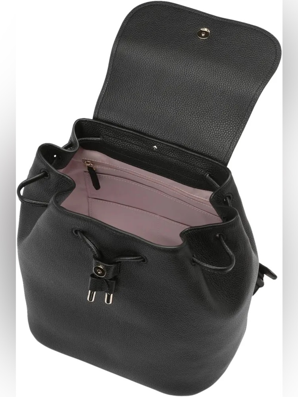 NWT Kate Spade New York Black Pebbled Leather Medium Flap Backpack -MSRP$359♠️ - Picture 7 of 11